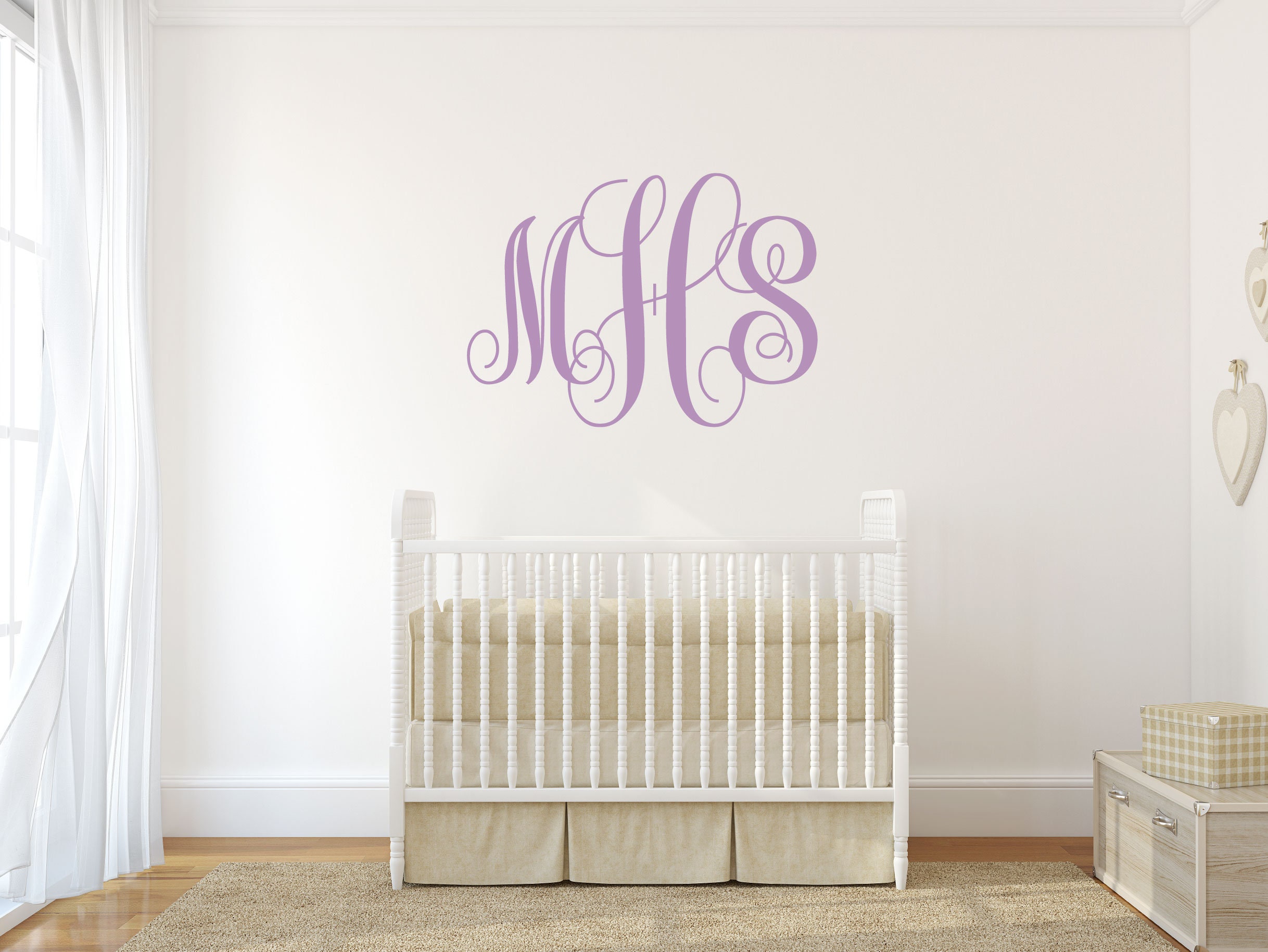 Personalized Monogram Vinyl Wall Decal: Three Initials, Custom Home ...