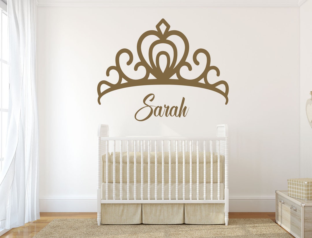 Personalized Princess Tiara With Name - Crown Vinyl Wall Decal - Home ...