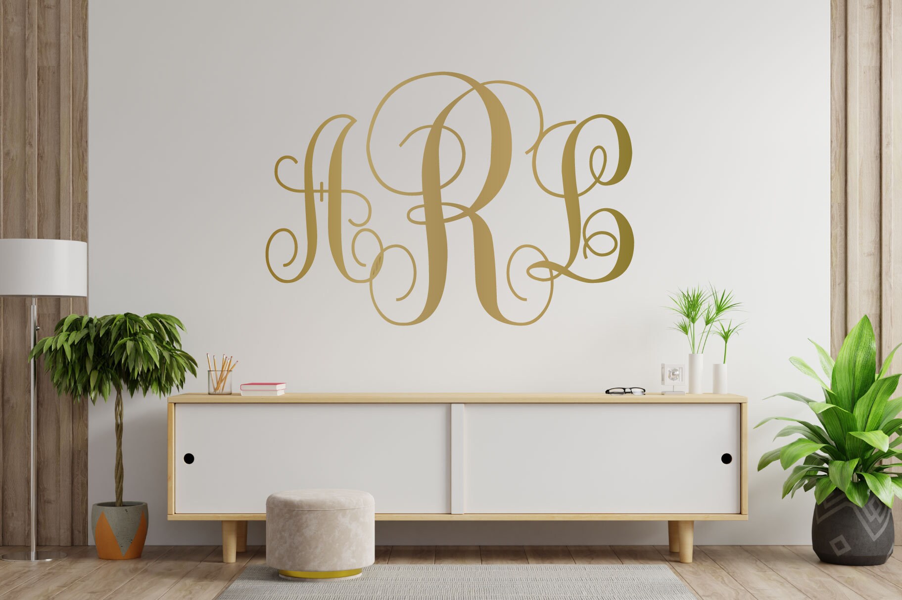 Personalized Monogram Vinyl Wall Decal: Three Initials, Custom Home ...