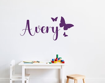 Personalized Butterfly Name Vinyl Decal - Nursery, Bedroom Decor