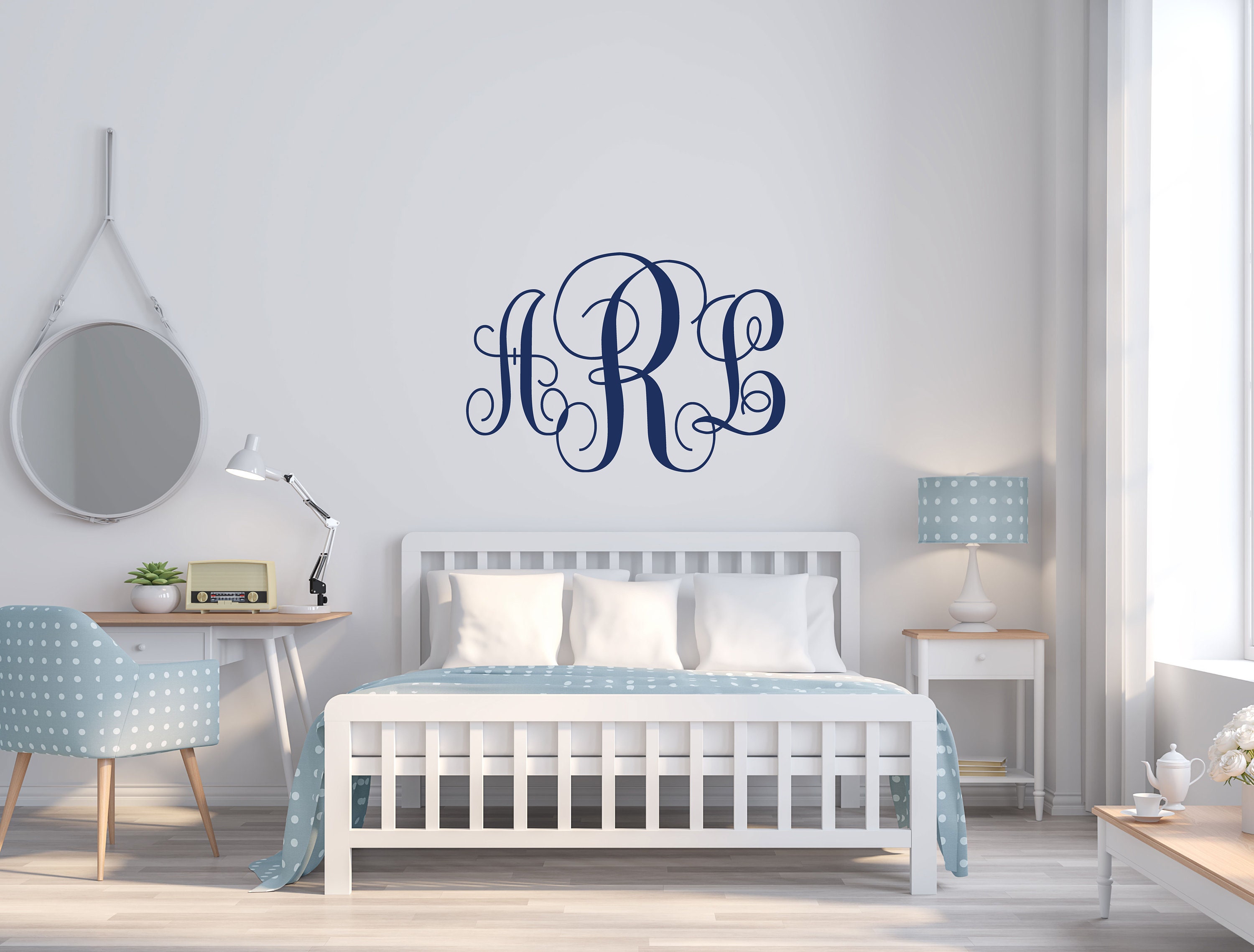 Personalized Monogram Vinyl Wall Decal: Three Initials, Custom Home ...