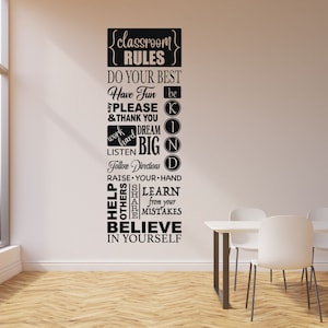 Customized Vinyl Wall Decal - Classroom Rules - Fun Wall Decor for Classroom - Great Teacher's Gift - Removable Sticker