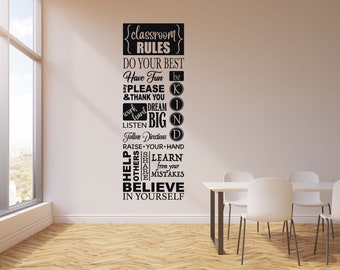 Customized Vinyl Wall Decal - Classroom Rules - Fun Wall Decor for Classroom - Great Teacher&#39;s Gift - Removable Sticker