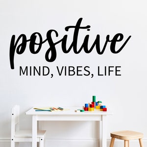 Positive Inspirational Quote - Vinyl Wall Decal - Positive Mind, Vibes, Life - Home Decor for Family Room, Classroom, Bedroom, or Office