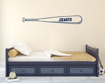 Custom Baseball Bat Vinyl Wall Decal: Personalized Name Decor