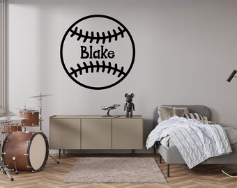 Custom Baseball Vinyl Decal: Personalized Silhouette, Sports Bedroom Decor