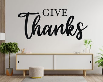 Thankful Vinyl Wall Decal: Inspirational Home Decor Sticker