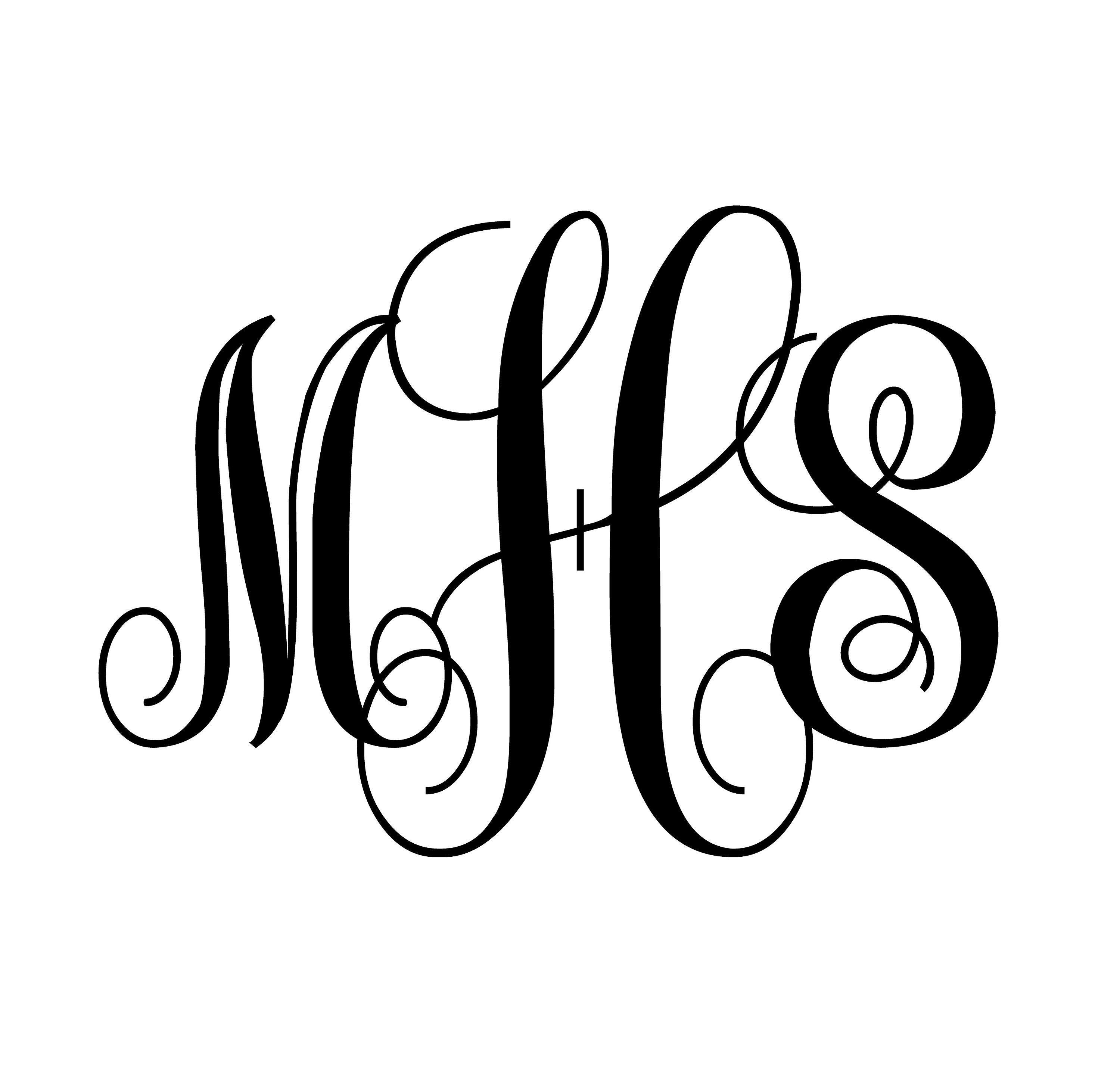 Personalized Monogram Vinyl Wall Decal: Three Initials, Custom Home ...