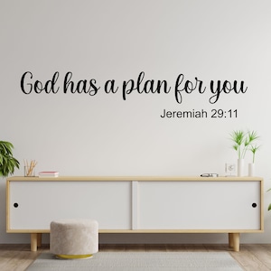 Bible Verse Vinyl Wall Decal - God Has a Plan For You - Jeremiah 29:11 - Home Decor For Family Room, Bedroom, Nursery, Office, or Church