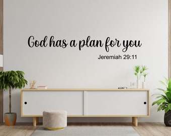 Bible Verse Vinyl Wall Decal - God Has a Plan For You - Jeremiah 29:11 - Home Decor For Family Room, Bedroom, Nursery, Office, or Church