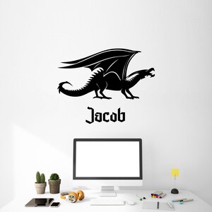 Personalized Dragon Vinyl Wall Decal: Teen Room Decor