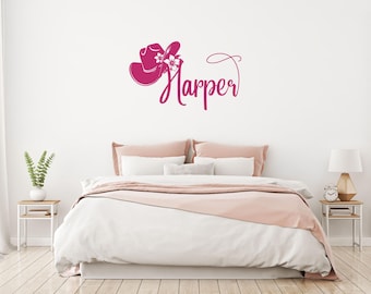 Custom Cowgirl Name Vinyl Wall Decal: Western Nursery Decor