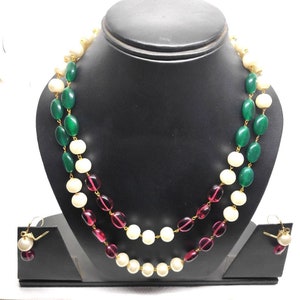 Hand Made BeadstringNecklace Set. bollywood look