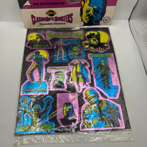 Vintage 1980&#39;s Colorforms Universal Classic Movie Monsters Restickables Reuseable Stickers - SEALED