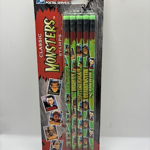 Vintage 1990 Universal Monsters Lápices de sellos del Servicio Postal de los Estados Unidos - SELLADO
