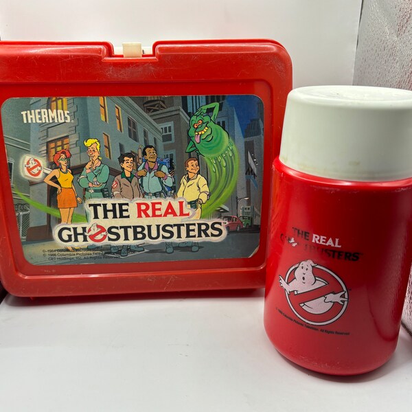 Vintage 1986 The Real Ghostbusters Thermos Brand Plastic Lunch Box with Thermos