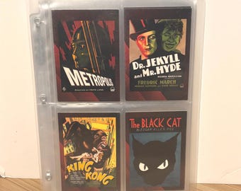 Conjunto completo de tarjetas coleccionables de carteles de películas clásicas de terror y ciencia ficción