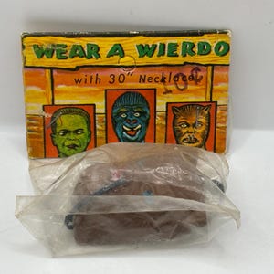 Vintage 1960&#39;s Hong Kong Wear A Weirdo Monster Necklace - Wolfman - SEALED