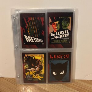 Jeu complet de cartes de collection pour affiches de films classiques d'horreur et de science-fiction
