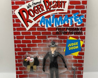 Vintage 1988 LJN "Who Framed Roger Rabbit" Animates - Judge Doom - SEALED on CARD - Poseable Action Figure