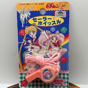 Vintage 1990s Japanese Sailor Moon Whistle SEALED on CARD - Pink - RARE - Sailormoon Supers