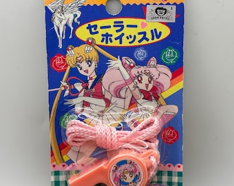 Vintage jaren 90 Japanse Sailor Moon Whistle VERZEGELD op KAART - roze - ZELDZAAM - Sailormoon Supers