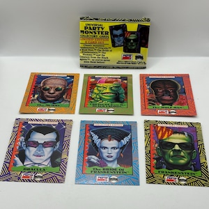 Tarjetas de coleccionista Universal Party Monster vintage de la década de 1990 - Juego de 6 cartas de edición limitada - COMPLETO