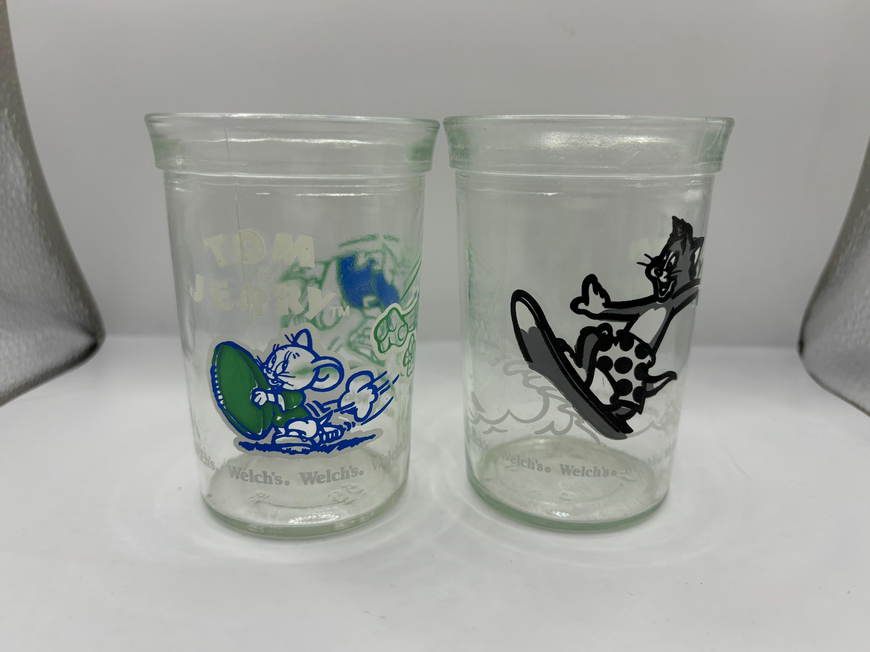 Vintage 1990 Welch's Tom & Jerry Glass Jelly Jars/glasses - Set of