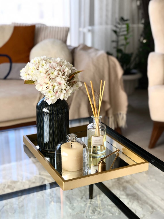 gold coffee table tray