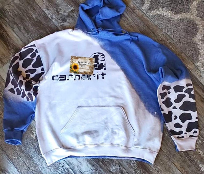 Bleached Carhartt Cow Print Hoodie / Carhartt / Cow Print Etsy