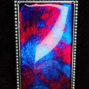 Bright Blue and Red Rectangular Pendant