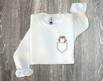 Otter Sweatshirt Otter Gift Sea Otter Sweatshirt Cute Otter Sweatshirt Otter Lover Gift for Her Otter T-shirt Funny Otter Shirt Otter Pocket