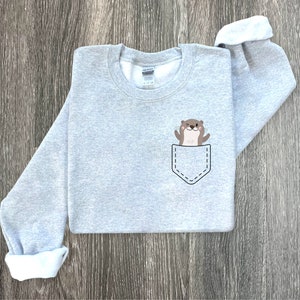 Otter Sweatshirt Otter Gift Sea Otter Sweatshirt Cute Otter Sweatshirt Otter Lover Gift for Her Otter T-shirt Funny Otter Shirt Otter Pocket