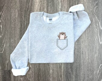 Otter Sweatshirt Otter Gift Sea Otter Sweatshirt Cute Otter Sweatshirt Otter Lover Gift for Her Otter T-shirt Funny Otter Shirt Otter Pocket