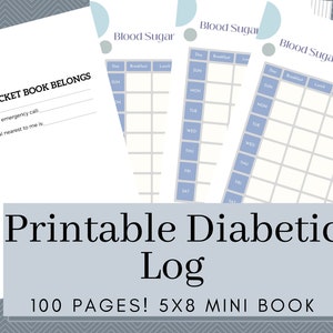 Druckbares 5x8 PDF Diabetiker Logbuch, KDP Format, fertig zum Druck, 100 Seiten