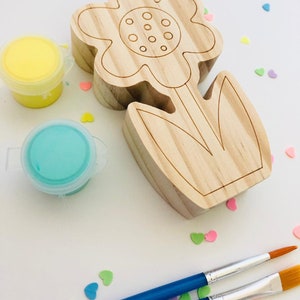 Wood Flower Painting Kit DIY painting kit for kids Birthday Gift image 1