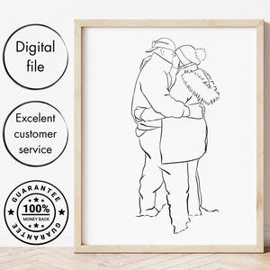 One line drawing portrait, custom line drawing from photo
