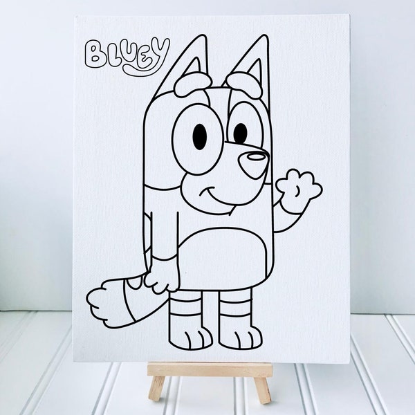Canvas Painting Kit | Bluey Pre-Drawn canvas panel | Party activities | Party Favors | Birthday | Kids activities