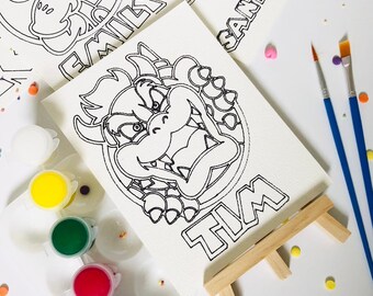 Mario Paint Party Kids - Browser Pre-Drawn coloring sheet - Mario Party Favors - Birthday Party - Birthday gift - DIY painting kit