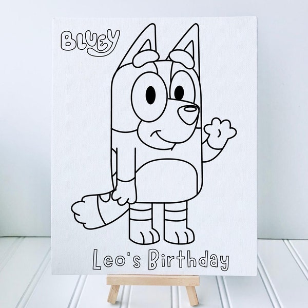 Canvas Painting Kit | Bluey Pre-Drawn canvas panel | Party activities | Party Favors | Birthday | Kids activities