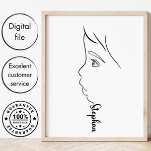 One line drawing portrait, custom line drawing from photo