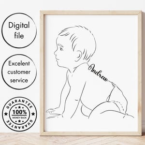 One line drawing portrait, custom line drawing from photo