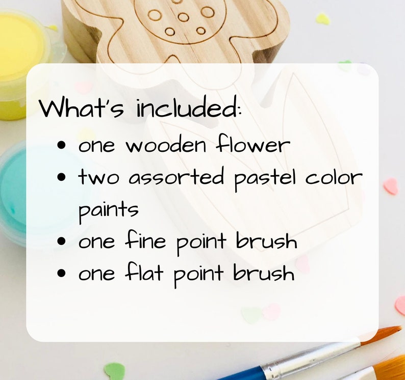 Wood Flower Painting Kit DIY painting kit for kids Birthday Gift image 2