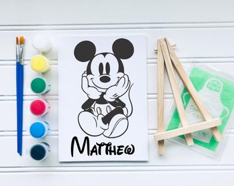 Canvas Painting Kit | Mickey Mouse Pre-Drawn canvas panel | Party activities | Party Favors | Birthday | Kids activities |