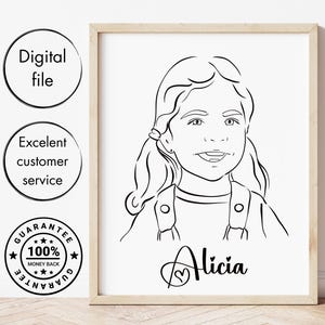 One line drawing portrait, custom line drawing from photo