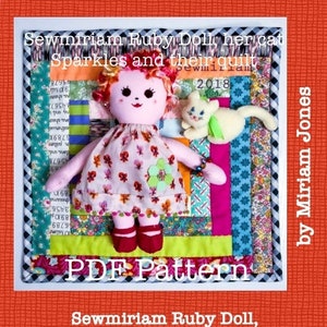 Muñeca Sewmiriam Ruby, su gato Sparkles y su edredón PDF Patrón Descarga Digital