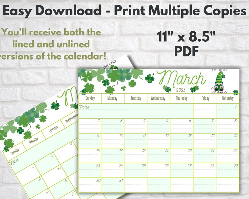 Printable March 2025 Calendar Page - PDF Download Includes Both Lined ...