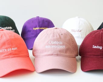 Personalized Vintage Embroidered Cap,Embroidery Logo baseball Hat,Embroidered Text Cap,Sorority Hat,Unisex Baseball Cap,Bachelorette Hats