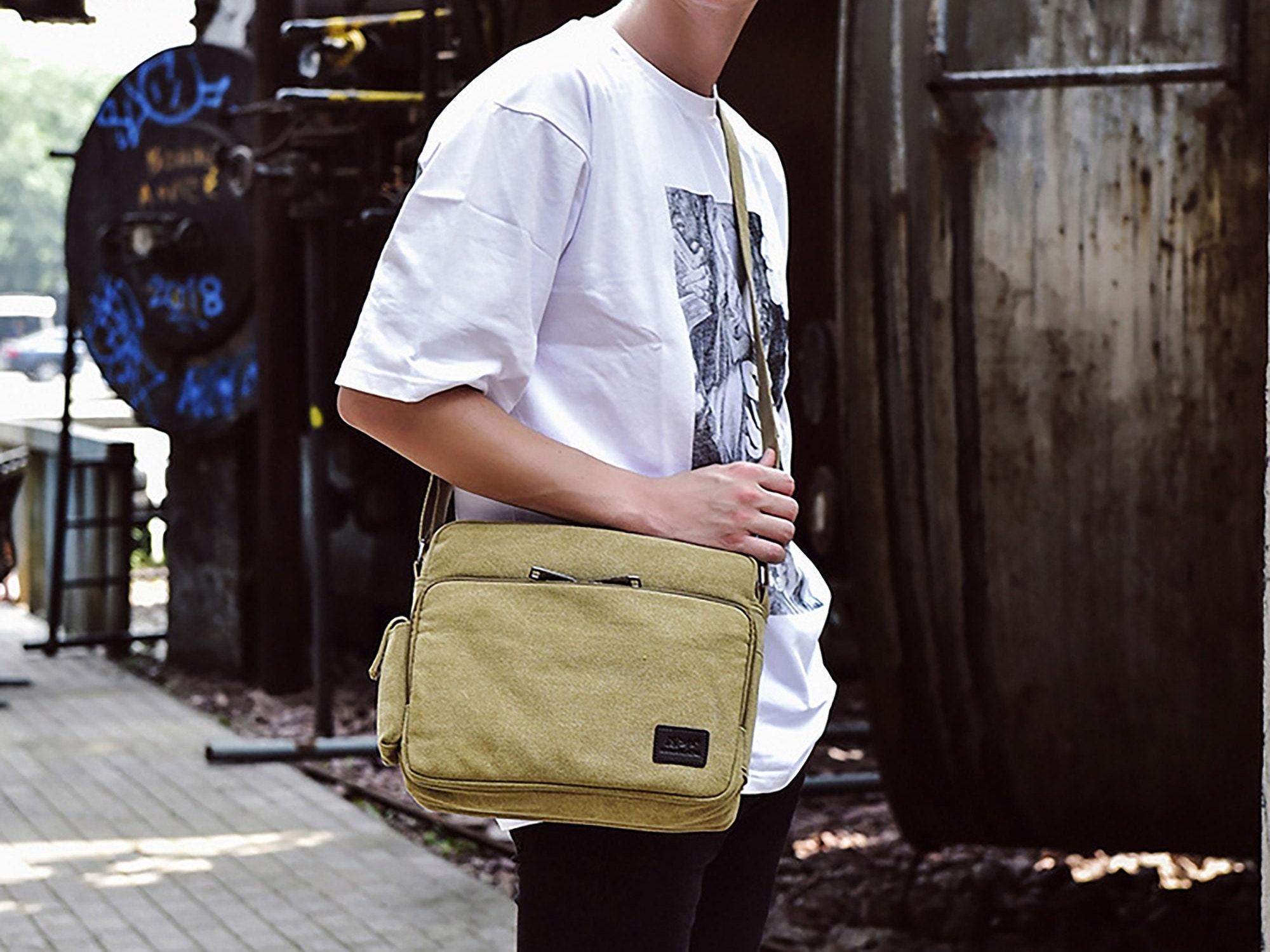 New Fashion Design Men Canvas & PU Leather Envelope Bags Casual