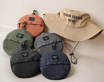 Foldable Embroidered Bucket Hat Outdoor Hat Mountaineering Hat Customized Personalized Sunshade Hat Camping Hat SummerHat TourismSunshadeHat